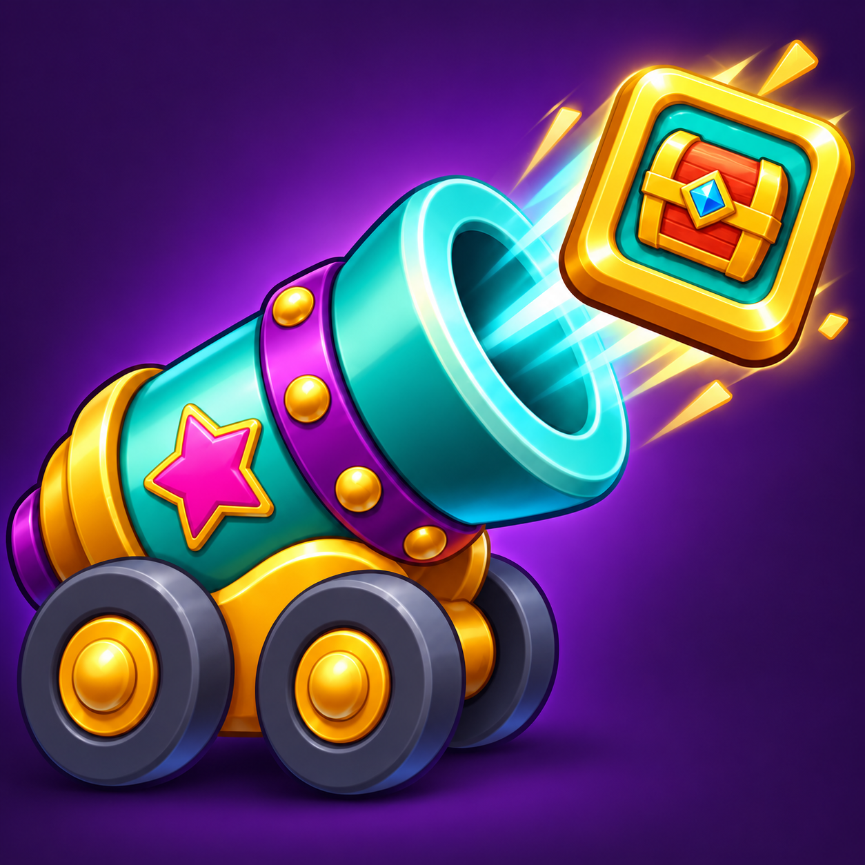Collapse! app icon: the teal cannon and gold treasure block